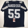 Autographed/Signed Leighton Vander Esch Dallas Dark Blue Football Jersey JSA COA