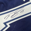 Framed Autographed/Signed Tyron Smith 35x39 Dallas Blue Football Jersey JSA COA