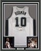 Framed Autographed/Signed Dennis Rodman 35x39 San Antonio White Basketball Jersey PSA/DNA COA