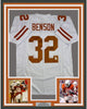 Framed Autographed/Signed Cedric Benson 35x39 Texas White College Football Jersey JSA COA