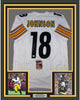 Framed Autographed/Signed Diontae Johnson 35x39 Pittsburgh White Football Jersey JSA COA