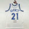 Autographed/Signed Kevin Garnett Minnesota Timberwolves White Authentic Mitchell & Ness Basketball Jersey Fanatics COA