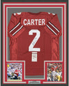 Framed Autographed/Signed Cris Carter 35x39 Ohio State Red College Football Jersey JSA COA