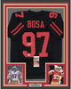 Framed Autographed/Signed Nick Bosa 35x39 San Francisco Black Football Jersey JSA COA