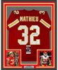 Framed Autographed/Signed Tyrann Mathieu 35x39 Kansas City Red Football Jersey JSA COA