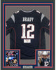 Framed Autographed/Signed Tom Brady 35x39 New England Patriots Blue Authentic Nike Game Football Jersey Tristar COA