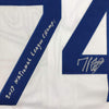 Framed Autographed/Signed Kenley Jansen 35x39 2017 National League Champs Los Angeles LA White Baseball Jersey PSA/DNA COA