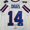 Autographed/Signed Stefon Diggs Buffalo White Football Jersey Beckett BAS COA