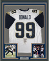 Framed Autographed/Signed Aaron Donald 35x39 Los Angeles LA White Football Jersey JSA COA
