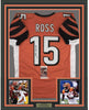 Framed Autographed/Signed John Ross III 35x39 Cincinnati Orange Football Jersey JSA COA