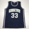 Autographed/Signed Alonzo Mourning Georgetown Blue College Basketball Jersey JSA COA