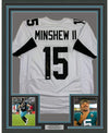 Framed Autographed/Signed Gardner Minshew II 35x39 Jacksonville White Football Jersey PSA/DNA COA