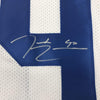 Framed Autographed/Signed Demarcus Lawrence 35x39 Dallas White Football Jersey JSA COA