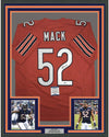 Framed Autographed/Signed Khalil Mack 35x39 Chicago Orange Football Jersey Beckett BAS COA