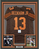 Framed Autographed/Signed Odell Beckham Jr. 35x39 Cleveland Color Rush Football Jersey Beckett BAS COA