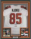 Framed Autographed/Signed David Njoku 35x39 Cleveland White Football Jersey PSA/DNA COA