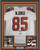 Framed Autographed/Signed David Njoku 35x39 Cleveland White Football Jersey PSA/DNA COA