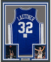 Framed Autographed/Signed Christian Laettner 35x39 Duke Blue College Basketball Jersey PSA/DNA COA