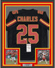 Framed Autographed/Signed Jamaal Charles 35x39 Kansas City Black Football Jersey JSA COA