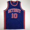 Autographed/Signed Dennis Rodman Detroit Blue Basketball Jersey JSA COA