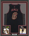 Framed Autographed/Signed LeBron James 35x39 Miami Heat Black Limited Edition Basketball Jersey Upper Deck UDA COA