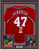 Framed Autographed/Signed Howie Kendrick 35x39 Washington Red Baseball Jersey JSA COA