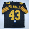 Autographed/Signed Troy Polamalu Pittsburgh Color Rush Football Jersey Beckett BAS COA