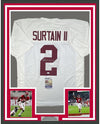 Framed Autographed/Signed Patrick Surtain II 35x39 Alabama White College Football Jersey JSA COA