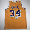 Autographed/Signed Shaquille Shaq O'Neal Los Angeles LA Yellow Basketball Jersey Beckett BAS COA by Hall of Fame Sports Memorabilia