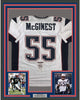 Framed Autographed/Signed Willie McGinest 35x39 New England White Football Jersey JSA COA