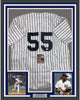 Framed Autographed/Signed Domingo German 35x39 New York Pinstripe Baseball Jersey JSA COA