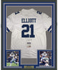 Framed Autographed/Signed Ezekiel Elliott 35x39 Dallas White Football Jersey PSA/DNA COA #2