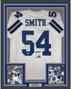 Framed Autographed/Signed Jaylon Smith 35x39 Dallas White Football Jersey PSA/DNA COA