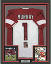 Framed Autographed/Signed Kyler Murray 35x39 Arizona White Football Jersey JSA COA