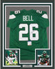 Framed Autographed/Signed Le'Veon LeVeon Bell 35x39 New York Green Football Jersey PSA/DNA COA #2