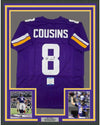 Framed Autographed/Signed Kirk Cousins 35x39 Minnesota Purple Football Jersey Beckett BAS COA