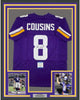 Framed Autographed/Signed Kirk Cousins 35x39 Minnesota Purple Football Jersey Beckett BAS COA