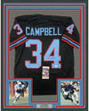 Framed Autographed/Signed Earl Campbell 35x39 Houston Black Football Jersey Beckett BAS COA