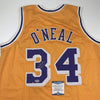 Autographed/Signed Shaquille Shaq O'Neal Los Angeles LA Yellow Basketball Jersey Beckett BAS COA by Hall of Fame Sports Memorabilia