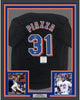 Framed Autographed/Signed Mike Piazza 35x39 New York NY Black Baseball Jersey Beckett BAS COA