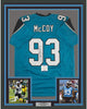 Framed Autographed/Signed Gerald McCoy 35x39 Carolina Blue Football Jersey Beckett BAS COA