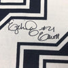 Framed Autographed/Signed Ezekiel Elliott 35x39 Dallas Cowboys Dark Blue Football Jersey Beckett BAS COA