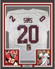 Framed Autographed/Signed Billy Sims 78 Heisman 35x39 Oklahoma White College Football Jersey JSA COA
