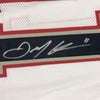 Framed Autographed/Signed Julian Edelman 35x39 New England White Football Jersey Beckett BAS COA