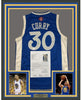 Framed Autographed/Signed Stephen Steph Curry 35x39 Golden State Blue Christmas Day Basketball Jersey JSA COA/LOA