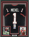 Framed Autographed/Signed Sony Michel 35x39 Georgia Black College Football Jersey JSA COA