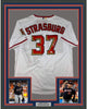 Framed Autographed/Signed Stephen Strasburg 35x39 Washington White Baseball Jersey JSA COA Holo Only