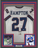 Framed Autographed/Signed Rodney Hampton 35x39 New York White Football Jersey PSA/DNA COA