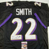 Autographed/Signed Jimmy Smith Baltimore Black Football Jersey JSA COA