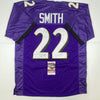 Autographed/Signed Jimmy Smith Baltimore Purple Football Jersey JSA COA